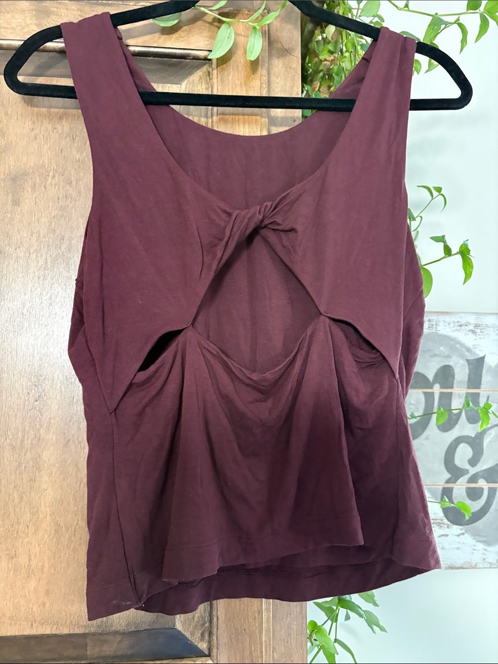 Banana Republic Maroon Twist-Back Tank Top